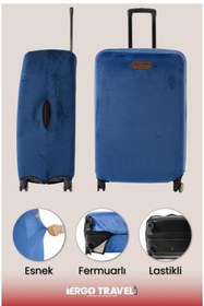 Resim Ergo Travel Valiz Koruma Kılıfı Kadife Kılıf - Lacivert - Büyük Boy | 