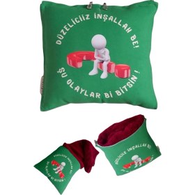 Resim Düzeleceğiz Inşallah Be Baskılı Wellsoft Diz Battaniyeli Opsiyonel Yastık Şal 