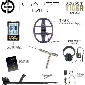 Resim Mars Md Gauss Md Dedektör - Tıger 33X25,5CM Başlık + Kulaklık Olympos Alan Tarama Hediyeli 