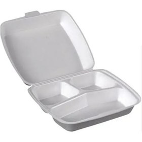 Resim Hakan Ambalaj Kapaklı Köpük Tabak 3 Bölmeli 100'lü 