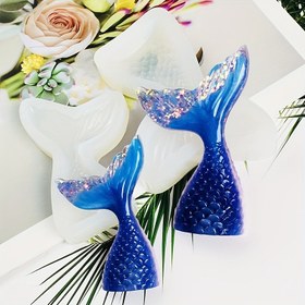 Resim 1/2/3 adet Güzellik balık kuyruğu silikon kalıp, 3 farklı model balık kuyruğu kalıbı, DIY takı, alçı, aroma, masa dekorasyonu, epoksi reçine silikon kalıp 