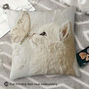 Resim 1 adet 2D Düz Baskı Beyaz Kedi ve Kelebek Yastık Kılıfı 45.72x45.72 cm - Gerçek Nakış Değil, Yumuşak Rahat Dekoratif Minder Kapağı, Çiftlik Evi, Ofis, Ev, Oturma Odası, Yatak Odası İçin Uygun | Zarif Dekoratif Atma Yastığı, Yastık İçi Dahil Değildir, 2D Düz 