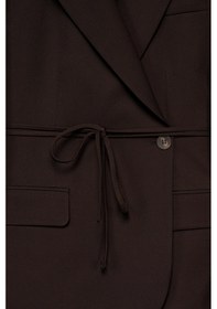 Resim Kadın Acı Kahve Bağcıklı Dokuma Blazer Acı Kahve 