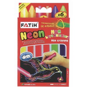 Resim Fatih Mum Pastel Boya Neon Wax Crayon Jumbo 6 Renk Neon 