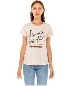 Resim Vıshenka Kadın Bej Compact Penye Yazı Baskılı T-Shirt (500592675) Bej 