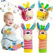 Resim 2/4 adet Bebek Bilek Çıngırak Çorap Oyuncakları Yenidoğan Bebek Çorap Oyuncakları Ayak Bulucu ve Bilek Çıngırak Seti, Bebekler için Yumuşak Duyusal Oyuncaklar Halloween 