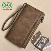 Resim BANYANU Erkeklerin Gerçek Deri Uzun Cüzdanı, 26 Kart Yuvası, Hızlı Erişim Tasarımı, Fotoğraf Tutucu ve RFID Engelleme, Vintage Stil - Ona Mükemmel Hediye, Noel, Sevgililer Günü, Babalar Günü, Güvenli Kart Saklama, Şık Tasarım, Dayanıklı Yapı 