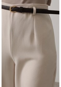 Resim Defymoda Kemer Pens Detaylı Pantolon - Bej Bej 