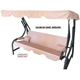 Resim 3 Kişilik Salıncak Minder Seti Süngersiz Kılıfı Pudra Bahçe Minde (547461977) 