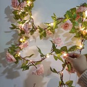Resim 20 LED Şampanya Kırmızı Çiçek Çelenk Işıkları, Anahtar Kontrolü ile 200.0 cm Çiçekli Asma, Pil ile Çalışır, Plastik Malzeme, Noel Süsü Çiçek Teması, Pil Dahil Değildir 
