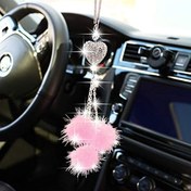 Resim Sürüşünüzü Işıldatın - Bling Love Heart Rhinestone & Peluş Top Araba Süsü - Kadınlar ve Kızlar için Mükemmel Hediye! 