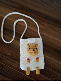 Resim Life For You El Örgüsü Telefon-çocuk Çantası Amigurumi Detaylı Winnie The Pooh 