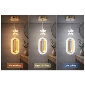 Resim Bohem Aydınlatma Elips Tekli Sarkıt Gold 3 Renk Led Modern Avize Gold 