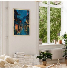 Resim Anime Tokyo Sokakları Poster Japonya Gece Manzarası Duvar Posteri Çerçevesiz Dekoratif Poster 