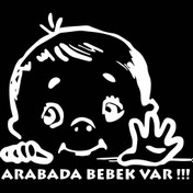 Resim modecal Arabada Bebek Var Sticker Araba Sticker Cam Sticker 20x17 Cm 