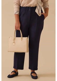 Resim Kadın Büyük Beden Elastik Bel Bilek Boy Pantolon - Lacivert 4358890 
