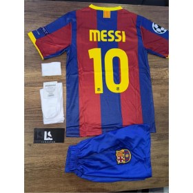 Resim Barcelona 2011 Sezon Şampiyonlar Ligi Lionel Messi Retro Bordo Çocuk Forması 4lü Set Çorap+Biliklik Hediye 