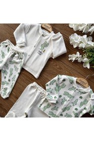 Resim PATSAN 4'lü Pamuklu Bebek Alt Üst Patikli Pijama Takım Kaktüs 