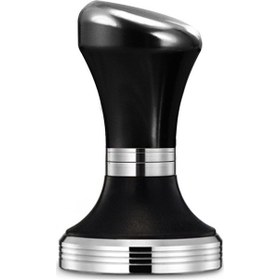 Resim 58mm Düz Kahve Sabotaj Paslanmaz Çelik Taban Silikon Kolu Sabotaj Kahve Tozu Çekiç Özelleştirilmiş Coffeeware Siyah 