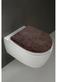 Resim Klozet Kapak Örtüsü Ultrasoft Düz Kahve Renk Banyo Klozet Örtüsü Kahve 