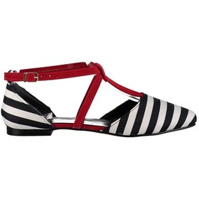 Resim Fox Shoes Siyah/Beyaz/Kırmızı Kadın Babet D726537304 