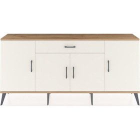 Resim Arges Konsol 3 Raflı Tek Çekmeceli 4 Kapaklı 176x30x83 Çam-aytaşı/aytaşı Beyaz 