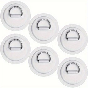 Resim Şişme Botlar, Kayıklar, SUP'lar, Kanolar, Sallara Uygun 6'lı Paket Evrensel PVC D-Halkası Yaması - Yapıştırıcı Gerektirmez, Beyaz 