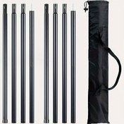 Resim 8'lik Taşınabilir Dış Mekân Çadır Direkleri, Kolay Montaj & Demontaj, Ayarlanabilir Çadır Destek Çubukları, Dayanıklı Demir Yapı, Siyah, Kamp, Yürüyüş, Çadır Aksesuarları 