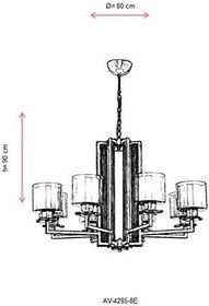 Resim Avonni AV-60190-8E Eskitme Kaplama Modern Avize E27 Metal Cam 80cm 