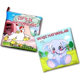 Resim 2 Kitap Tox Çiftlik Hayvanlar ve Vahşi Hayvanlar Kumaş Sessiz Kit 