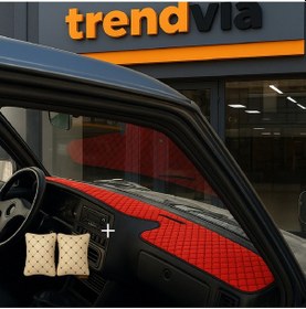 Resim Tofaş Şahin Doğan Kartal Yüksek Ön Göğüs Kırmızı-siyah Torpido Kılıfı / Bej-siyah Boyun Yastığı 