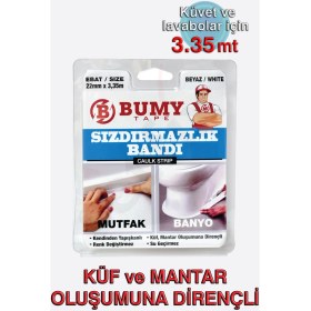 Resim Küvet - Lavabo Kenar Sızdırmazlık Bandı 22MM x 3.35MT Beyaz 