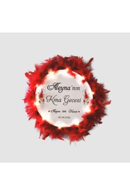 Resim Sadrazam Işıklı, Isim Baskılı Kına Tefi, Gelin Tefi (32 CM BÜYÜK BOY BORDO) 