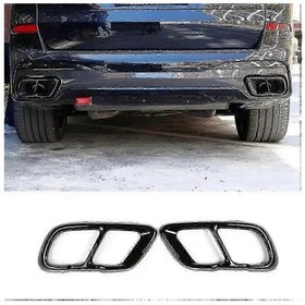 Resim Paslanmaz Çelik Kuyruk Susturucu Kapağı M Spor Bmw X5 G05 X6 G06 X7 G07 2019 - 2021 Çin Stili C 
