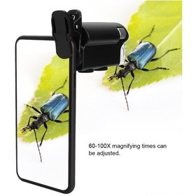 Resim Gajeena 60-100x Led Işıklı Telefon Kamera Klemli Mikroskop, Optik Cam Büyüteç, Gece Görüşü, Uv Sahtecilik Tespiti, Ev/laboratuvar/uygulama 