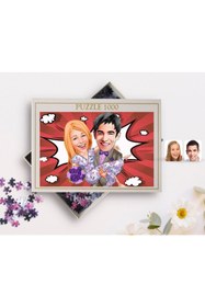 Resim Bk Gift Kişiye Özel Sevgililer Karikatürlü 1000 Parça Profesyonel Puzzle-56 