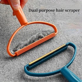 Resim 1 adet Çift Taraflı Evcil Hayvan Tüyü Temizleme Fırçası - Köpekler & Kediler için Ergonomik Kumaş Tüy Kazıyıcı, Elektriksiz Bakım Aracı, Turkuaz Sap ve Turuncu Kıllar, Kürk ve Halı Temizliği için İdeal, Evcil Hayvan Tüyü Temizleme Aracı, Cadılar Bayramı hediyesi, Noel hediyesi 