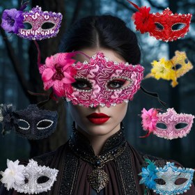Resim 6'lı/8'li - İki seksi maskarad maskesi, çok renkli kombinasyon seti, Cadılar Bayramı ve parti geceleri için uygun 