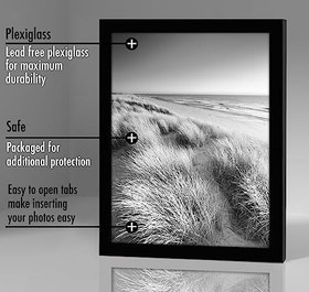 Resim Americanflat Siyah 8x10 Resim Çerçevesi - 5'li Fotoğraf Çerçevesi Seti - Parlak pleksiglaslı Duvar ve Masa Üstü için Yatay veya Dikey Ekran için Testere Dişi Asma Donanımı ve Şövale Dahil 