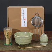 Resim 5 adet Tradisyonel Japon Matcha Çay Günü Seti, Seramik 16.91 oz Kase ile Bambu Çırpıcı, Kaşık ve Tutucu, Süzgeç, Çay Tutkunları için Tekrar Kullanılabilir Matcha Hazırlama Aksesuarları 