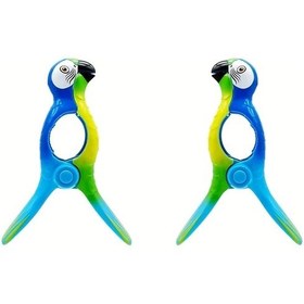 Resim Gateesat Mavi Canlı Papağan Plaj Havlusu Klipsi 2li Set Güçlü Tutuş 