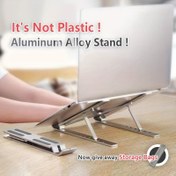 Resim Taşınabilir Laptop Standı - Alüminyum Alaşımlı, Ayarlanabilir Yükseklik ve Katlanabilir Tasarım, Tüm Notebook'lerle Uyumlu Soğutma Tabanı, Masa Kullanımı İçin İdeal, Laptop Soğutma Pedleri 