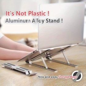 Resim Taşınabilir Laptop Standı - Alüminyum Alaşımlı, Ayarlanabilir Yükseklik ve Katlanabilir Tasarım, Tüm Notebook'lerle Uyumlu Soğutma Tabanı, Masa Kullanımı İçin İdeal, Laptop Soğutma Pedleri 