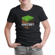 Resim Minecraft - Cube Siyah Çocuk Tshirt 