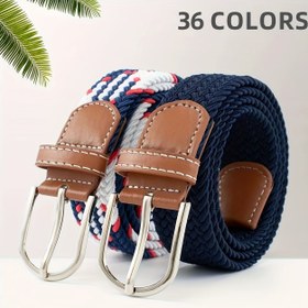 Resim Unisex Örgülü Elastik Golf Kemeri - Nefes Alabilen Tasarım, Erkekler ve Kadınlar İçin Ayarlanabilir Metal Toka, Golf, Plaj, Partiler, Düğünler, Günlük Giyim, Spor Aksesuarı, Çok Yönlü Moda Aksesuarı, Dayanıklı Spor Giyim 