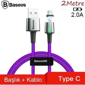 Resim Baseus Catxc-b05 Zinc Magnetic Usb Kablo Şarj Usb Type-c Başlık 2.0a 2 M - Mor 