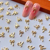 Resim 30 adet Tırnak Sanatı Studs, Delikli Altın Kravat Tasarımı, Kokusuz Metal Tırnak Renkli Taşlar, Y2K Stili Tırnak Takıları, 3D Şık DIY Dekor, Kelebek Düğümü Tırnak Süsleri, Bayanlar için Uzun ve Kısa Tırnaklar için Manikür 