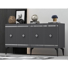 Resim Lenora TV Sehpası Ve Konsol 2'li Salon Takımı Antrasit - Gümüş 