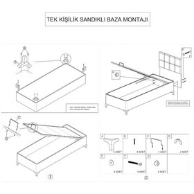 Resim Setaymobilya Baza, Duke Lux Antrasit Tek Kişilik Baza + Başlık Seti, Setay 