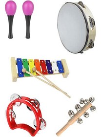 Resim Midex Örf Aletleri Seti Under Paket-1 El Zili Marakas Tef Ksilofon (5 Parça) 